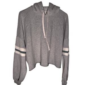 Stylish American Eagle Heather Grey Cropped V-Neck Hoodie